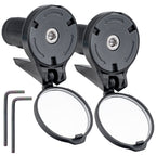 Bike Bar End Rear View Mirror 2 Pack - Adjustable HD Convex Glass Rearview Mirror for Road Bike Drop Bar End or Handlebar End of Mountain Bike, Bicycles, Scooters