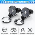 Bike Bar End Rear View Mirror 2 Pack - Adjustable HD Convex Glass Rearview Mirror for Road Bike Drop Bar End or Handlebar End of Mountain Bike, Bicycles, Scooters