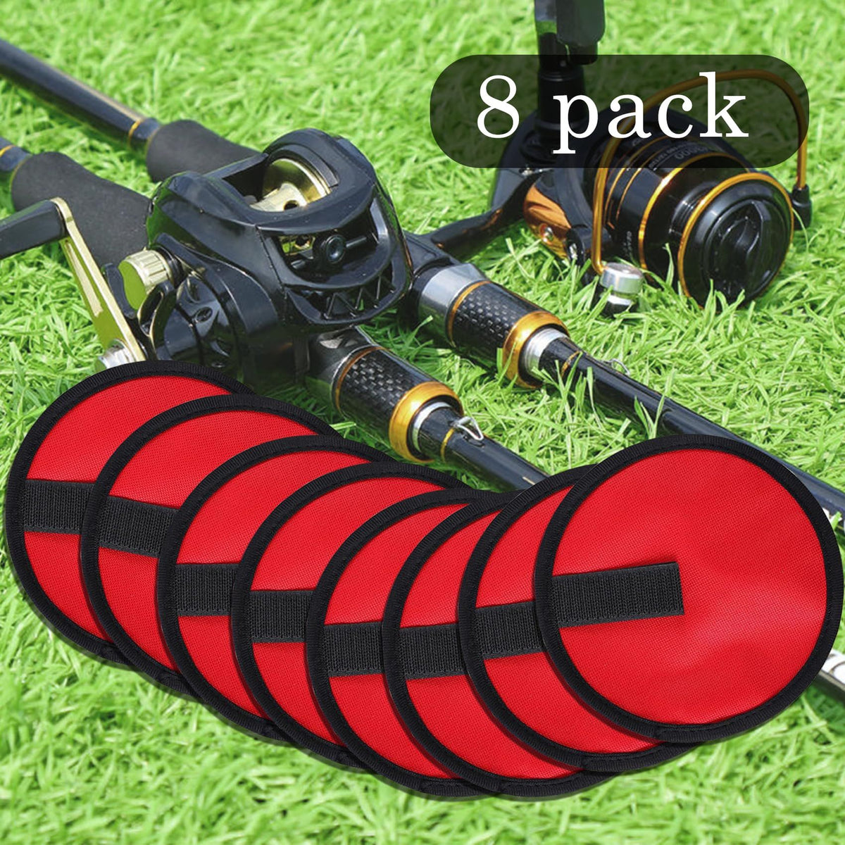 8 Pack Fishing Lure Covers Bait Gloves Lure Shield Wrap Fishing Hook Cover Easily See Bait Storage Protector Guard to Keep Fishermen Safe for  Rod（red）