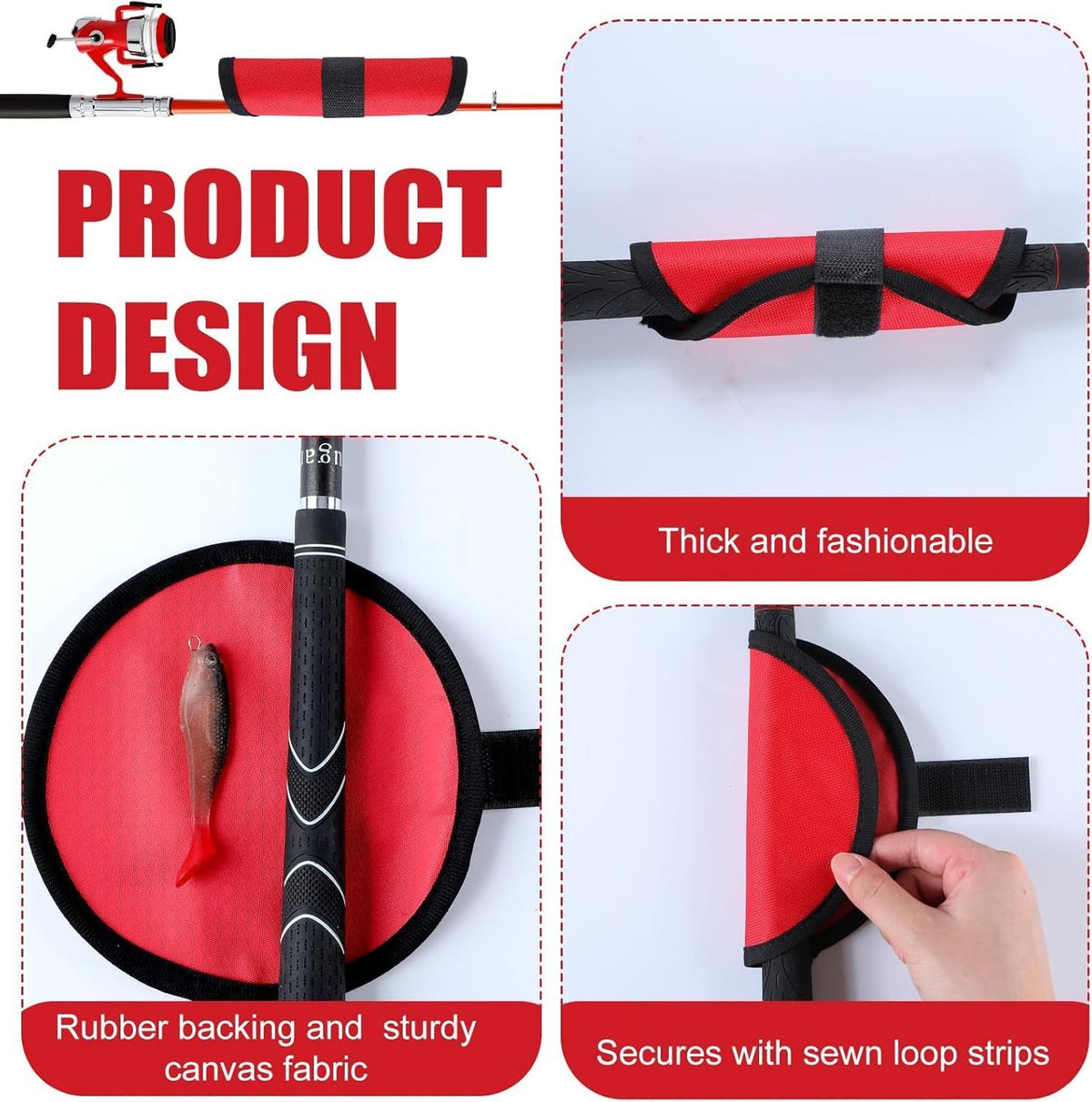 8 Pack Fishing Lure Covers Bait Gloves Lure Shield Wrap Fishing Hook Cover Easily See Bait Storage Protector Guard to Keep Fishermen Safe for  Rod（red）