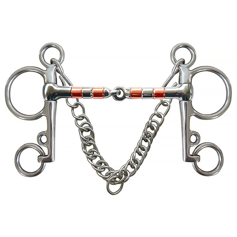 Horse Bit Snaffle Bit for Horse Training Outdoor Horse Accessories Horse Chewing Bit Equestrian Metal with Hooks, Curb Chain