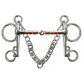 Horse Bit Snaffle Bit for Horse Training Outdoor Horse Accessories Horse Chewing Bit Equestrian Metal with Hooks, Curb Chain