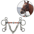 Horse Bit Snaffle Bit for Horse Training Outdoor Horse Accessories Horse Chewing Bit Equestrian Metal with Hooks, Curb Chain