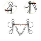 Horse Bit Snaffle Bit for Horse Training Outdoor Horse Accessories Horse Chewing Bit Equestrian Metal with Hooks, Curb Chain