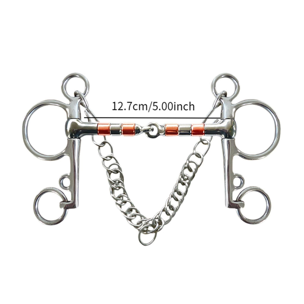 Horse Bit Snaffle Bit for Horse Training Outdoor Horse Accessories Horse Chewing Bit Equestrian Metal with Hooks, Curb Chain