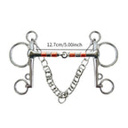 Horse Bit Snaffle Bit for Horse Training Outdoor Horse Accessories Horse Chewing Bit Equestrian Metal with Hooks, Curb Chain
