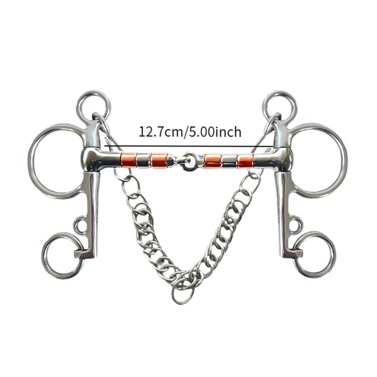 Horse Bit Snaffle Bit for Horse Training Outdoor Horse Accessories Horse Chewing Bit Equestrian Metal with Hooks, Curb Chain