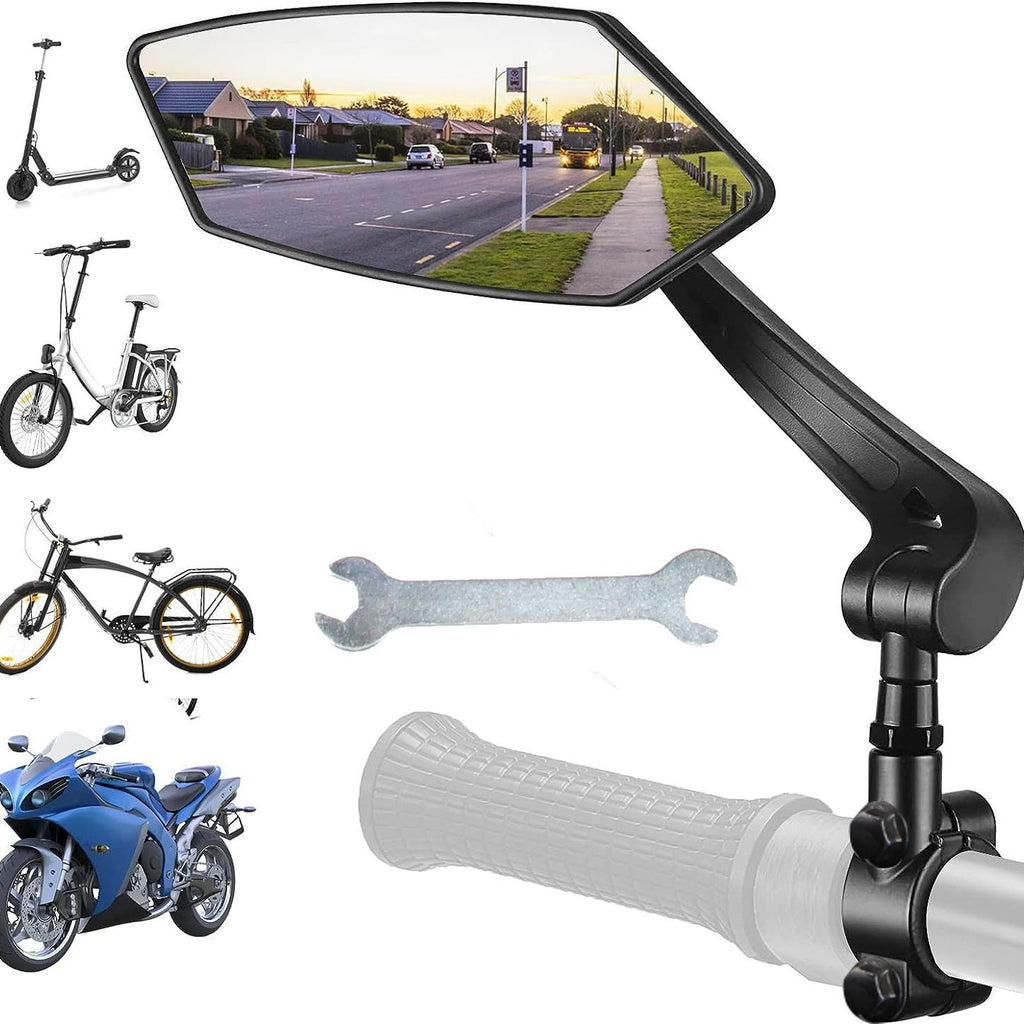 1 Pair Bike Mirror Handlebar [Left + Right], HD Glass Bicycle Mirror, 360° Rotatable Adjustable Shockproof Rearview Mirror, for E-Bike Mountain Bike Road Bike Electric Scooter