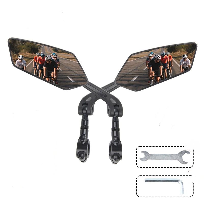 1 Pair Bike Mirror Handlebar [Left + Right], HD Glass Bicycle Mirror, 360° Rotatable Adjustable Shockproof Rearview Mirror, for E-Bike Mountain Bike Road Bike Electric Scooter