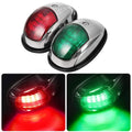 Boat Navigation Lights Red and Green Bow Light LED  Vertical Mount 1 Pair (Vacuum Electroplate Silver)