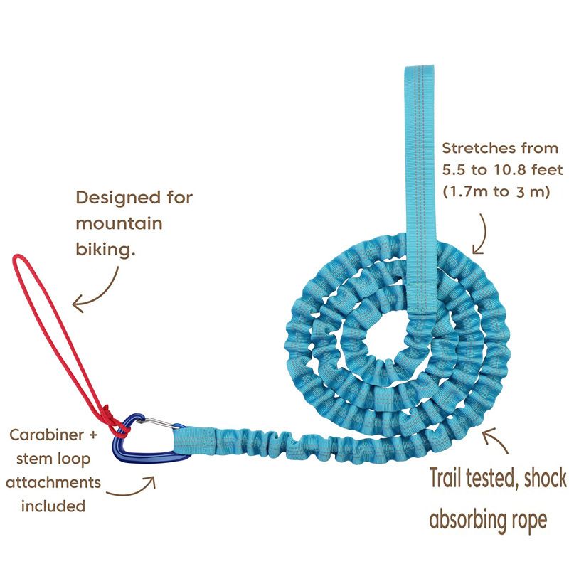 Bike Bungee Tow Rope for Kids, Child Bike Stretch Bungee Cord Pull Behind Attachment High Strength Bicycle Towing Strap with Carabiner, Mountain Bike Tow Rope(blue)