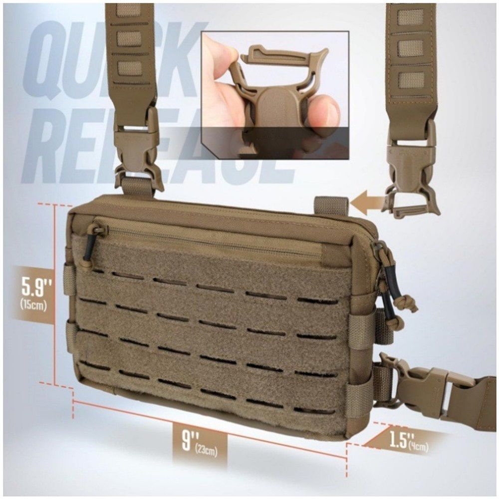 Chest Rig Pack for Men, Running Chest Bag with Front Loop Recon Chest Rigs for Hunting Outdoor 9 x 5.9 x 1.5 in