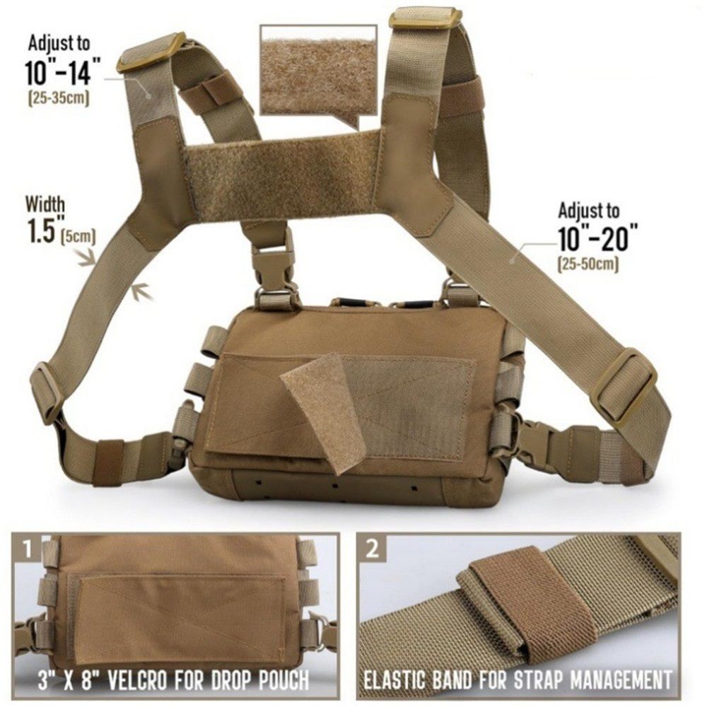Chest Rig Pack for Men, Running Chest Bag with Front Loop Recon Chest Rigs for Hunting Outdoor 9 x 5.9 x 1.5 in