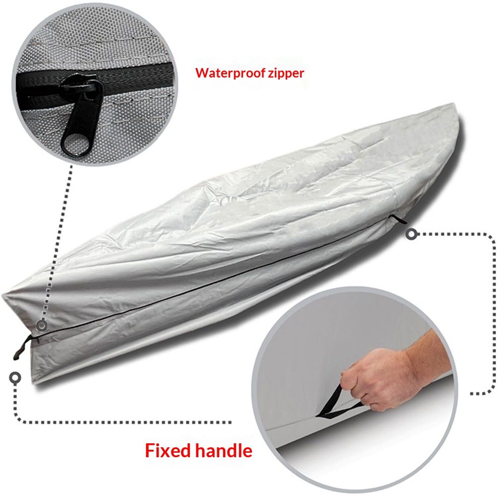UPF 50+ Kayak Cover, Dustproof Canoe Cover for Outdoor Storage, 420D Waterproof Kayak Cover for Fishing Boat, Gray (Silver, 10ft)