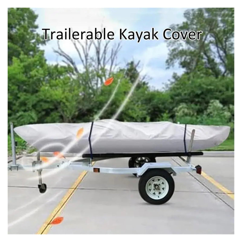 UPF 50+ Kayak Cover, Dustproof Canoe Cover for Outdoor Storage, 420D Waterproof Kayak Cover for Fishing Boat, Gray (Silver, 10ft)