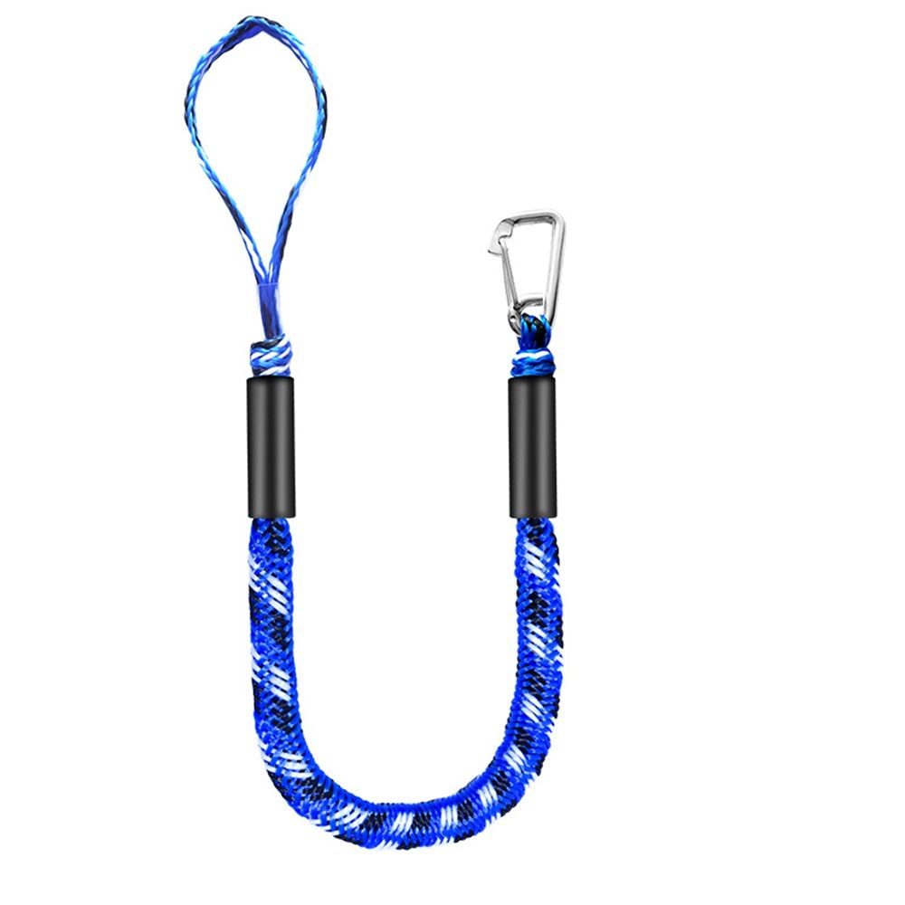 Bungee Dock Lines for Boats 4 ft, Heavy-Duty Elastic Anchor Rope with Hooks, Secure Boat Dock Lines, Jet Ski Mooring  Tie Downs (Blue,Black&White, 2 Pack)