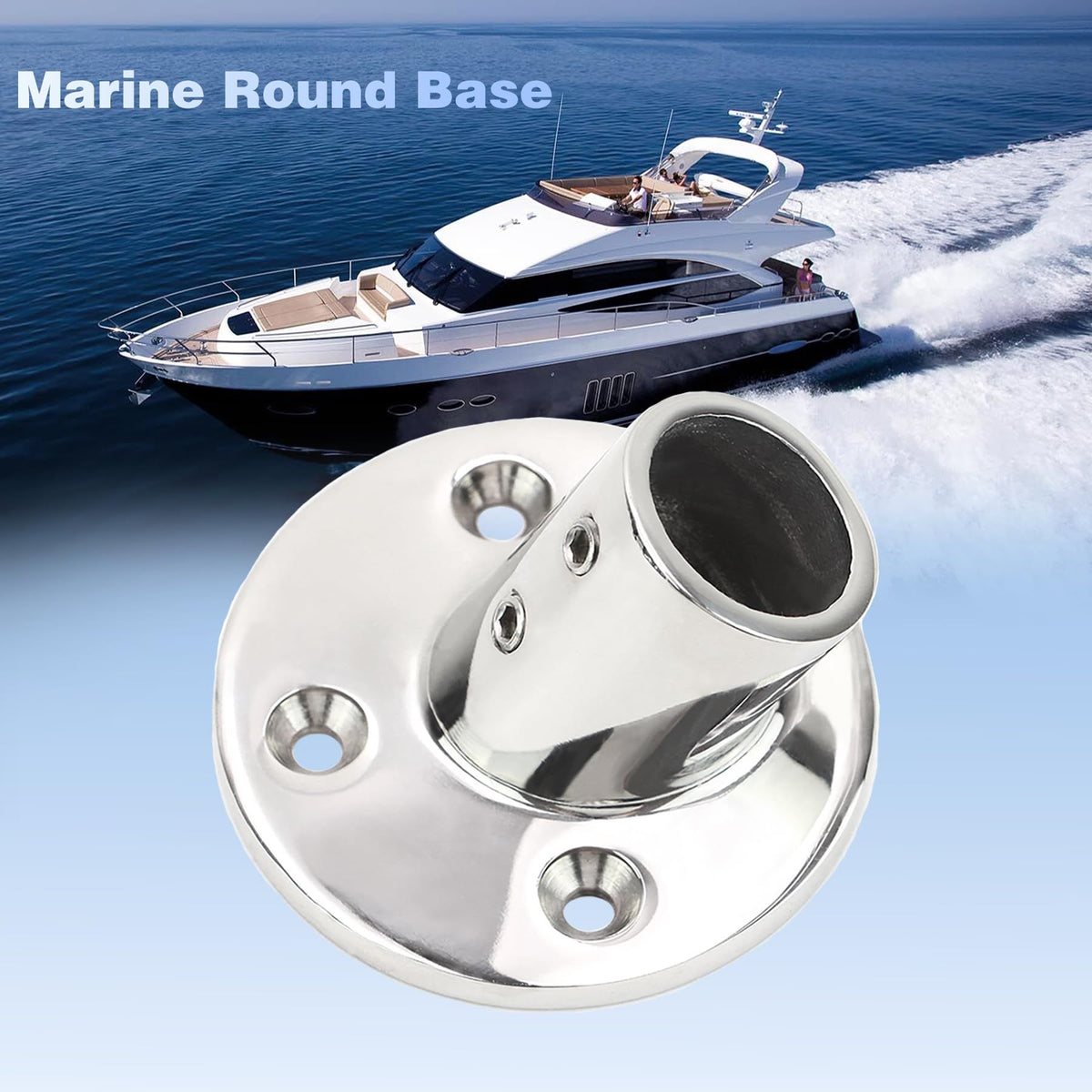 4 pack Boat Hand Rail Fitting Heavy Duty 316 Marine Round Base with Screws, Hand Rail Fitting Rail Tube Stanchion Base Column Accessories
