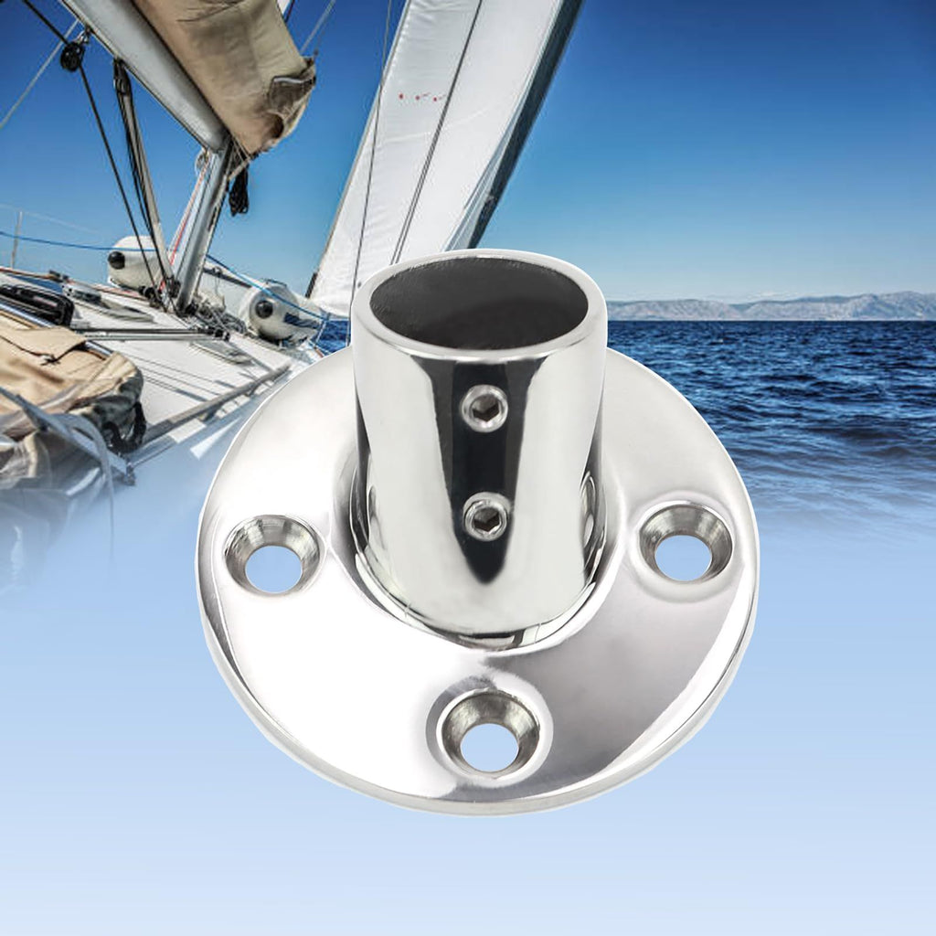 4 pack Boat Hand Rail Fitting Heavy Duty 316 Marine Round Base with Screws, Hand Rail Fitting Rail Tube Stanchion Base Column Accessories