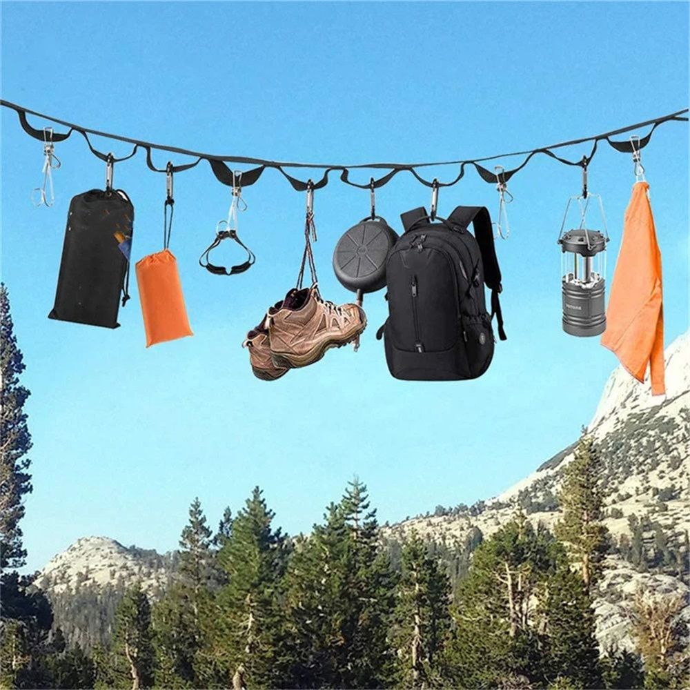 Campsite Storage Strap Tent Camping Tree Hanging Organizer with 19 Carabiner Hooks, Camping Set Travel & Outdoor Camping Gear