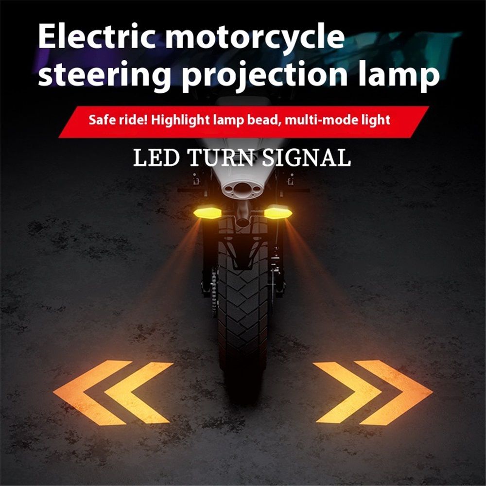 2 PCS LED Turn Signal Lights Projector for Motorcycle,27 Lighting Modes RGB Flowing Daytime Running Lights,Motorcycle Turn Signal Lights with Arrow Projection
