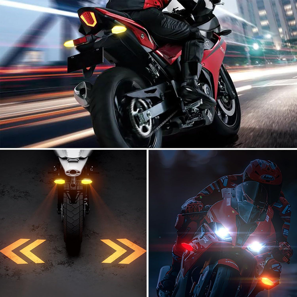2 PCS LED Turn Signal Lights Projector for Motorcycle,27 Lighting Modes RGB Flowing Daytime Running Lights,Motorcycle Turn Signal Lights with Arrow Projection