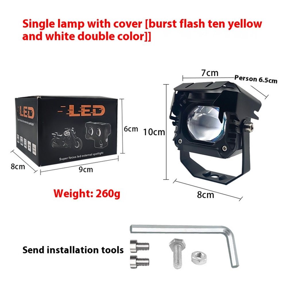 Motorcycle LED Pods Auxiliary Driving Fog Lights White+yellow LED Spotlight Projector Work Light Compatible with Jeep Truck SUV Pickup UTV Tractor ATV Boat(2 Pack)