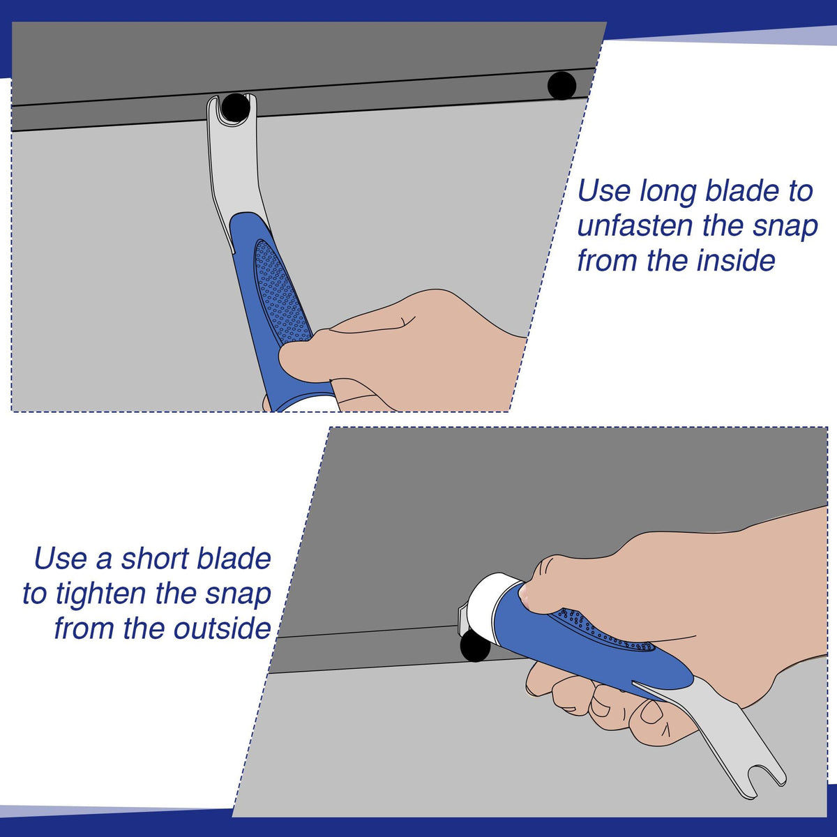 Practical and Durability Boat Cover Snap Release Tool Save Canvas from Ripping, Design for Boaters and Anglers（blue）