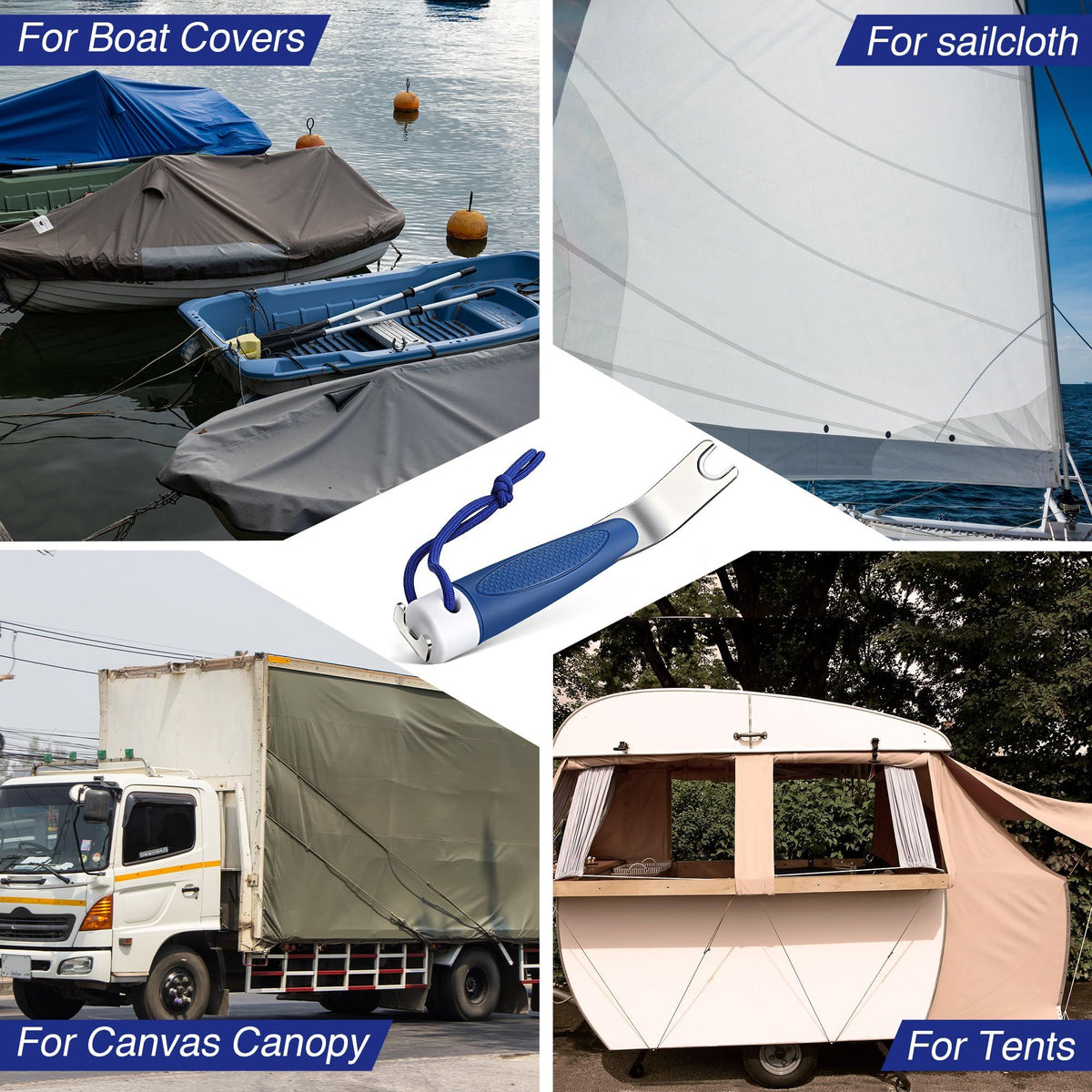 Practical and Durability Boat Cover Snap Release Tool Save Canvas from Ripping, Design for Boaters and Anglers（blue）