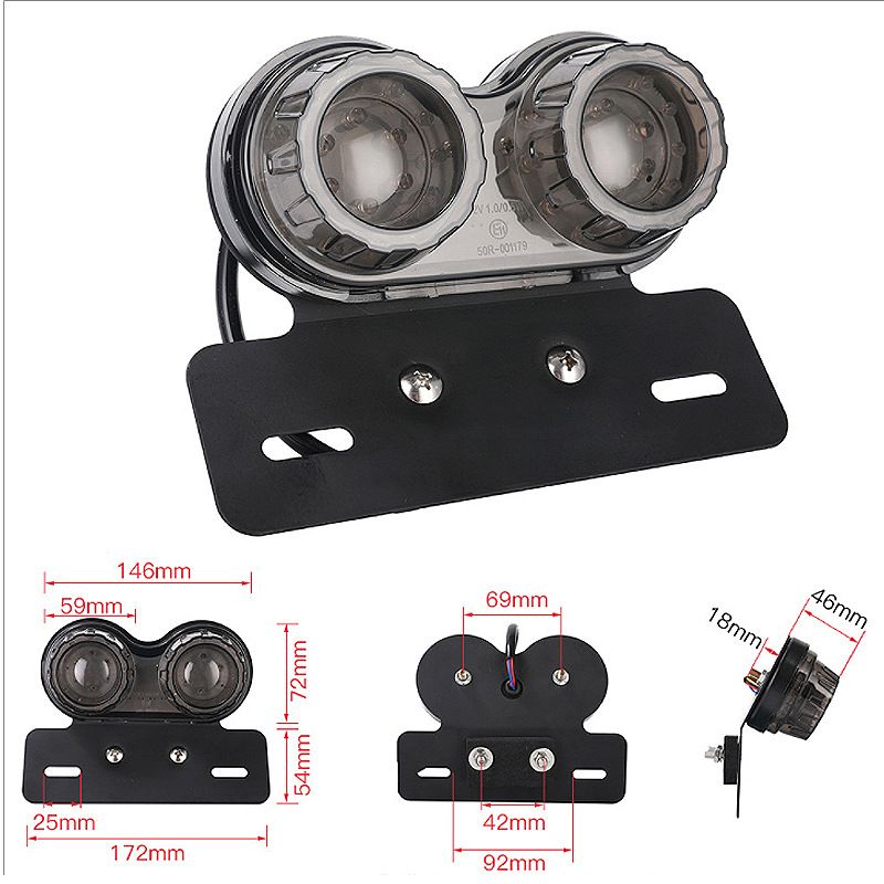 10W 20-LED Motorcycle Tail Light Integrated Driving&Brake Light Turn Signal Lamp With License Plate Bracket