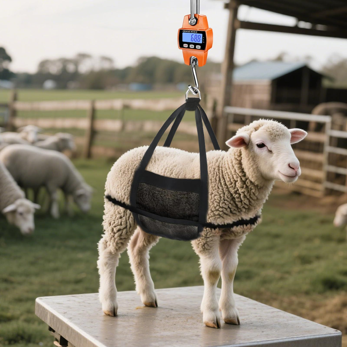 660lb Digital Hanging Scale, Handheld 300Kg Mini Crane Scale with Hooks for Farm Hunting Fishing Outdoor (Orange)
