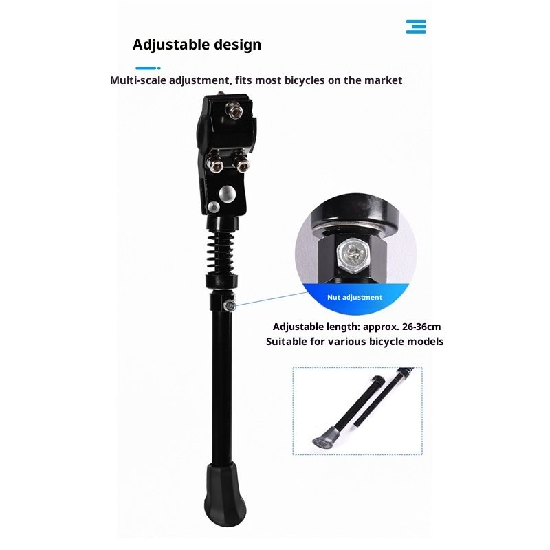 Adjustable Rear Side Kickstand for Mountain, eBike, Road, City & Heavy Bikes   26-36cm Adjustable Bicycle Kickstand