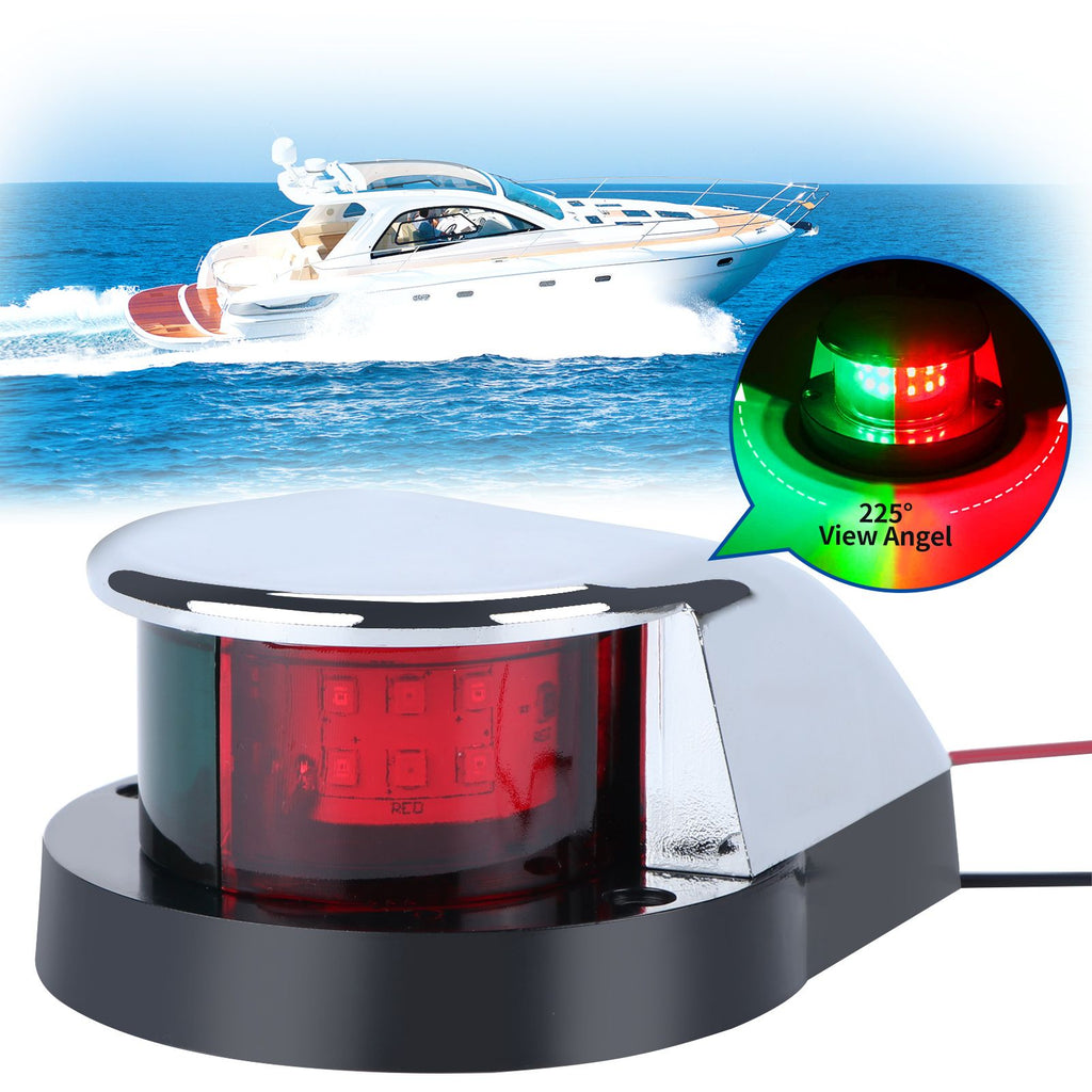2pcs LED Boat Navigation Light Red and Green LED Marine Navigation Light Boat Bow Light for Pontoon and Small Boat (Silver)