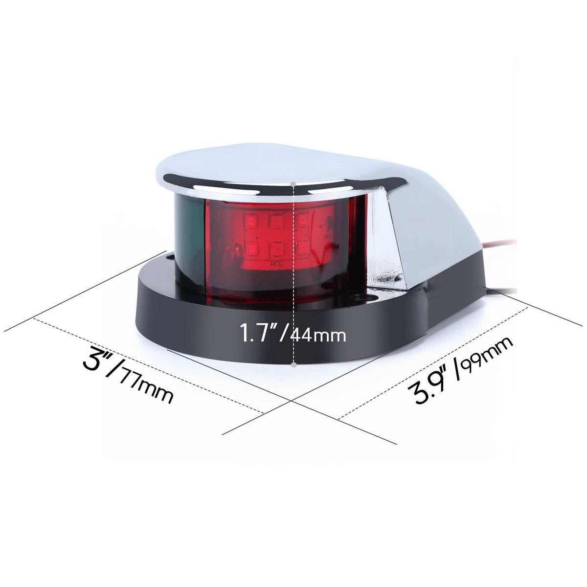 2pcs LED Boat Navigation Light Red and Green LED Marine Navigation Light Boat Bow Light for Pontoon and Small Boat (Silver)