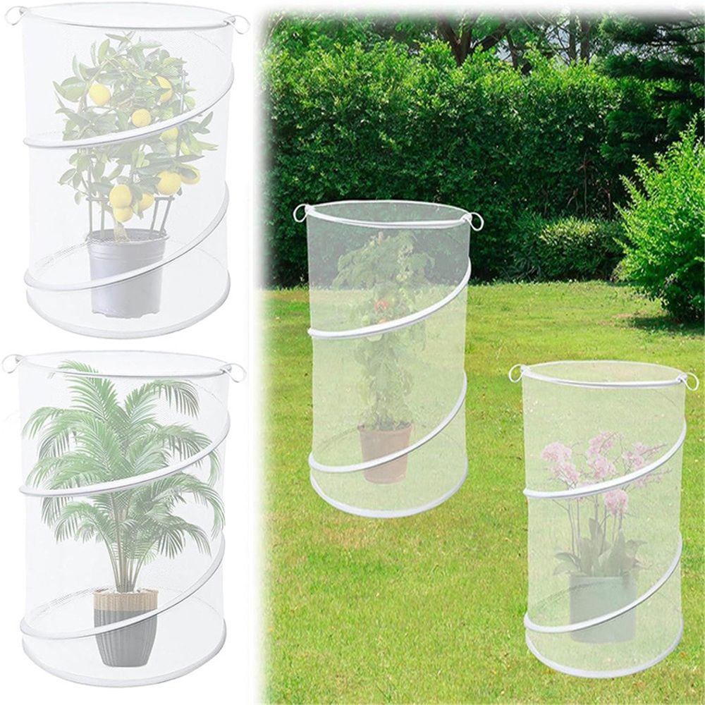4 Pack Pop up Plant Covers Tent from Animals, 20"H X 13"D Insect Barrier Mesh Plant Guard Cover Net White Garden Plant Protectors Mini Greenhouse Plant Protection Cage with Stakes for Outdoor Plants