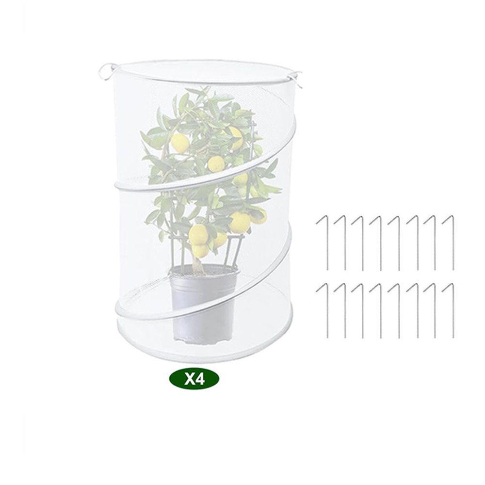 4 Pack Pop up Plant Covers Tent from Animals, 20"H X 13"D Insect Barrier Mesh Plant Guard Cover Net White Garden Plant Protectors Mini Greenhouse Plant Protection Cage with Stakes for Outdoor Plants
