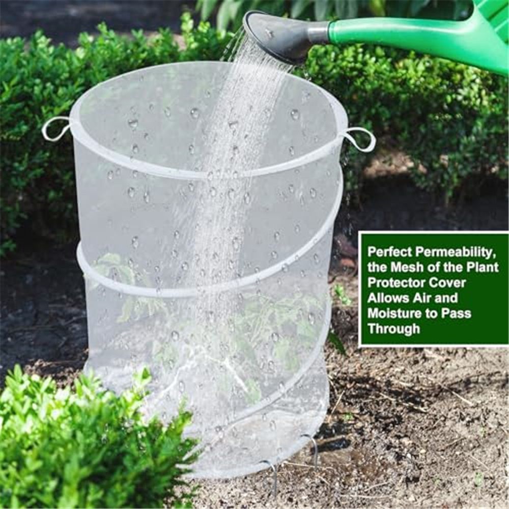 4 Pack Pop up Plant Covers Tent from Animals, 20"H X 13"D Insect Barrier Mesh Plant Guard Cover Net White Garden Plant Protectors Mini Greenhouse Plant Protection Cage with Stakes for Outdoor Plants