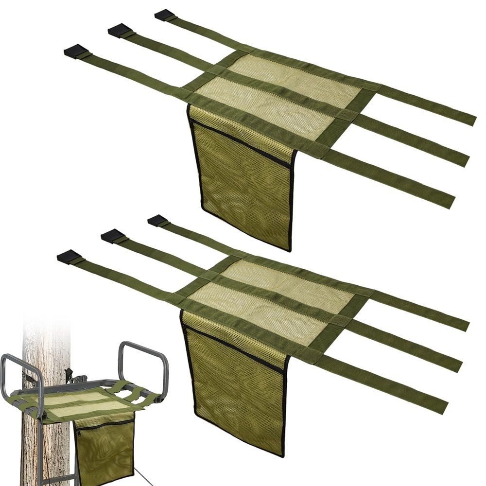 2 pack Universal Tree Stand Seat Replacement with Pocket, 16 X 12Inch Lightweight Replacement Treestand Seat with Adjustable Strap Hunting Accessories Fits All Ladder Stand, Works On Climbing Treestands