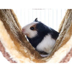 Fleece Winter Warm Rat Hammock, Double Layer Hanging Birds Nest Bed Tent with Warm Fleece, Bird Cage Stand Perch, Sleep Bed Cage Accessories for Rat, Guinea Pig, Chinchilla (Brown)