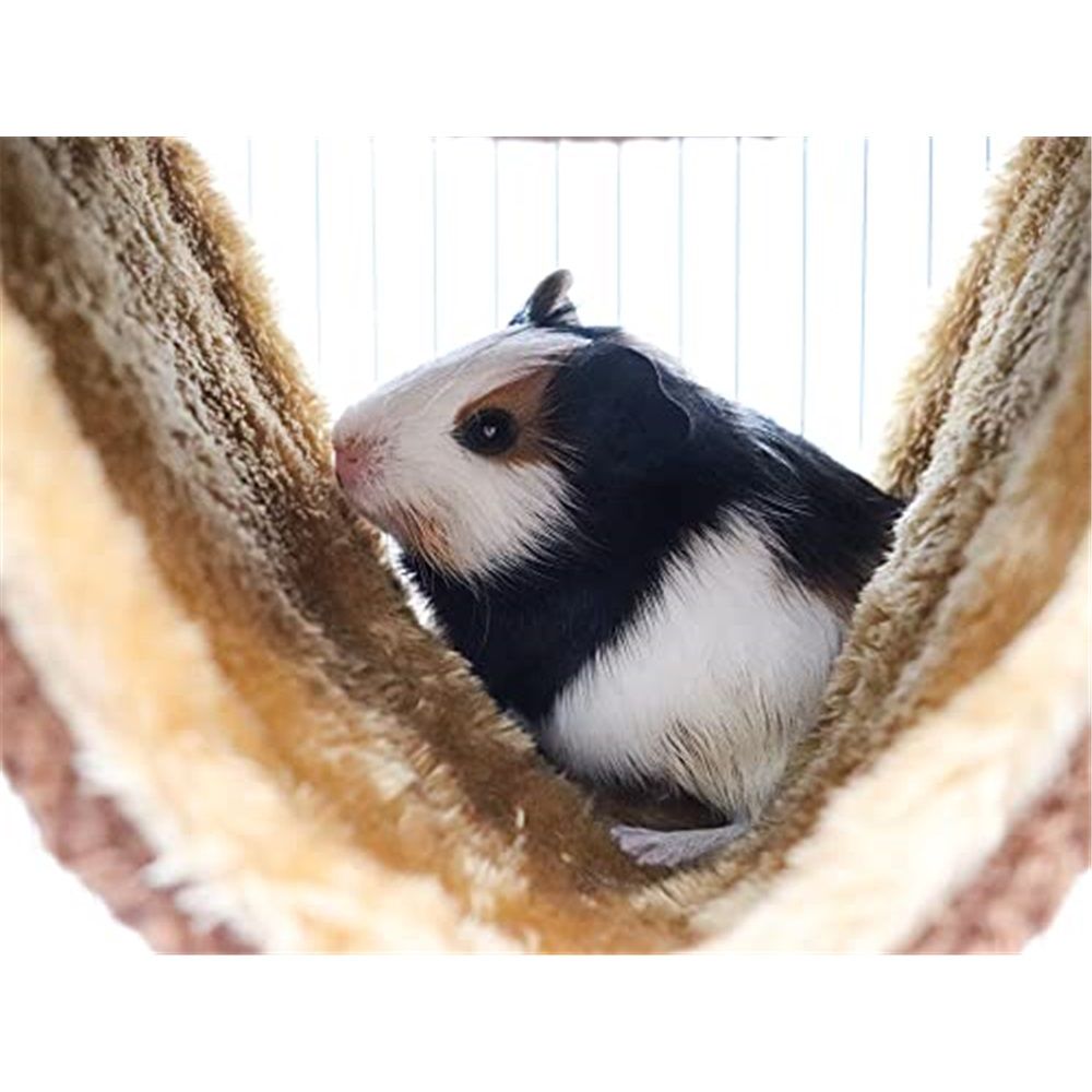 Fleece Winter Warm Rat Hammock, Double Layer Hanging Birds Nest Bed Tent with Warm Fleece, Bird Cage Stand Perch, Sleep Bed Cage Accessories for Rat, Guinea Pig, Chinchilla (Brown)