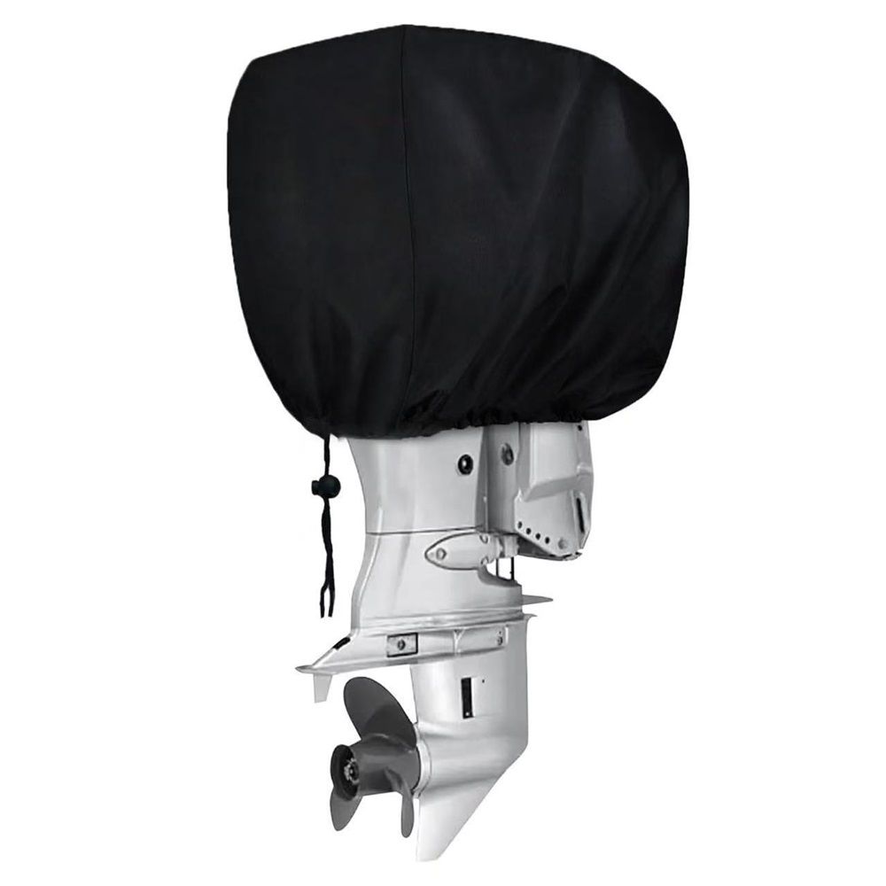 Boat Marine Outboard Engine Cover, Heavy Duty Hood Motor Cowling Lightweight Protector, Black Waterproof UV Resistant 210D Oxford fabric Windproof Straps