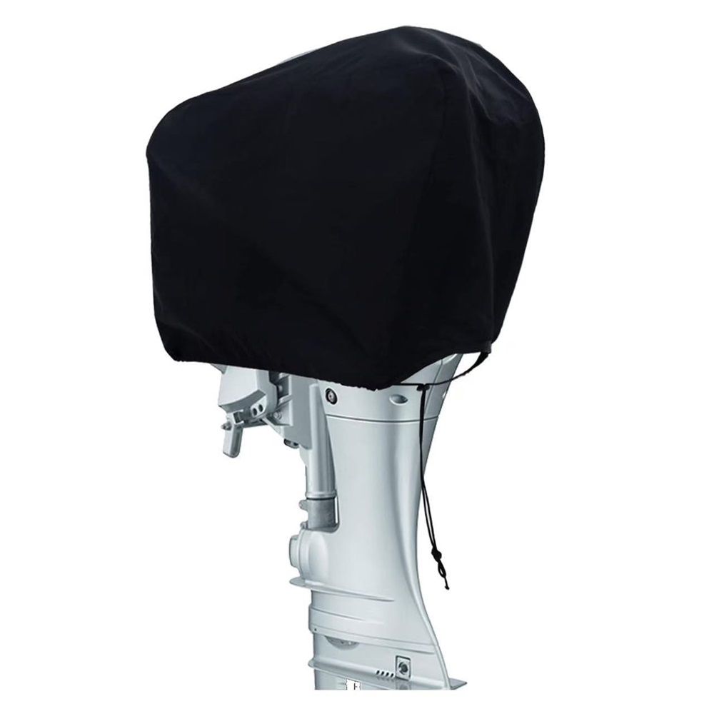 Boat Marine Outboard Engine Cover, Heavy Duty Hood Motor Cowling Lightweight Protector, Black Waterproof UV Resistant 210D Oxford fabric Windproof Straps