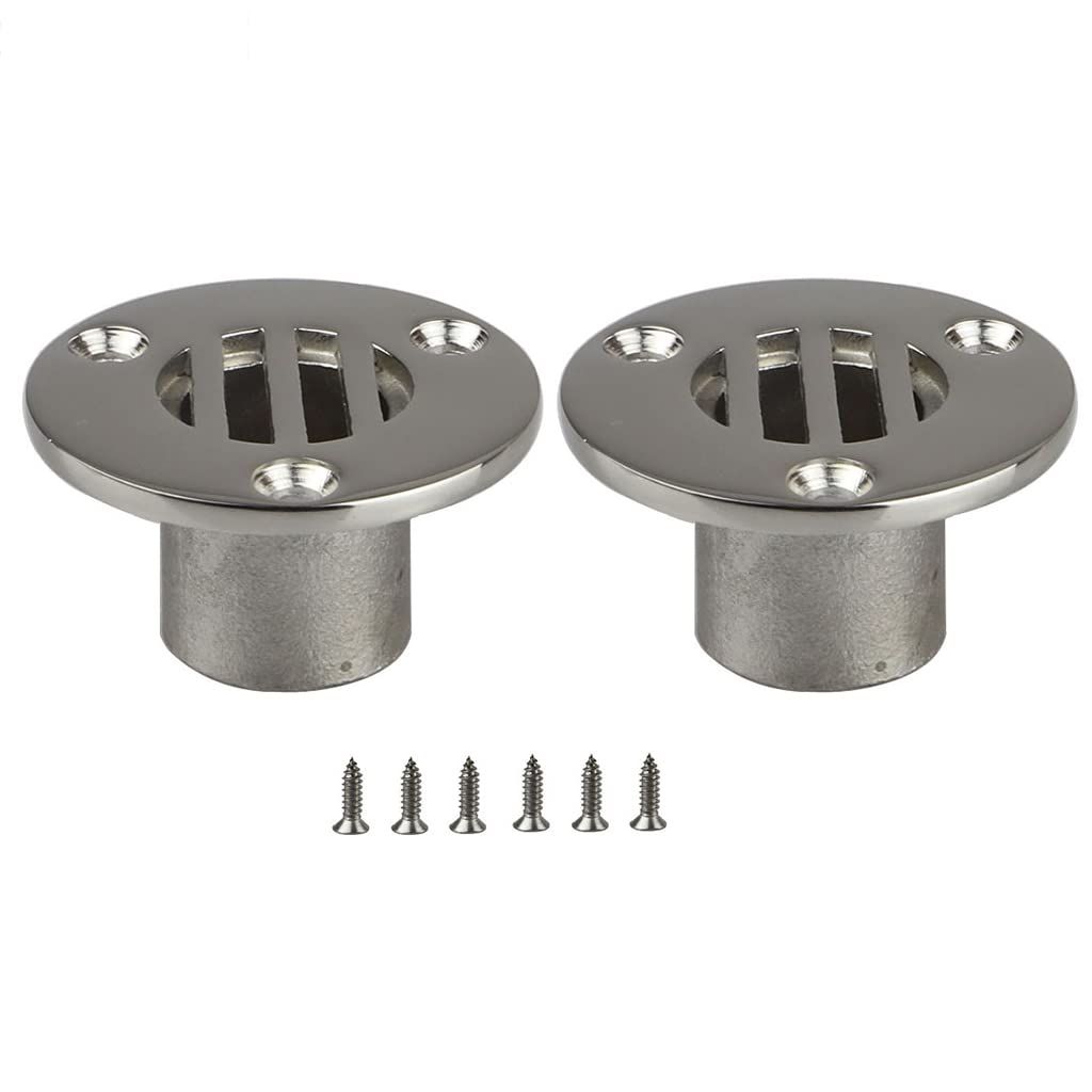 2pcs Small Boat Drain Floor Deck Drainage Cover Plug Scupper for Yacht Thru Hull Marine 316 Stainless Steel with Screws（22mm）