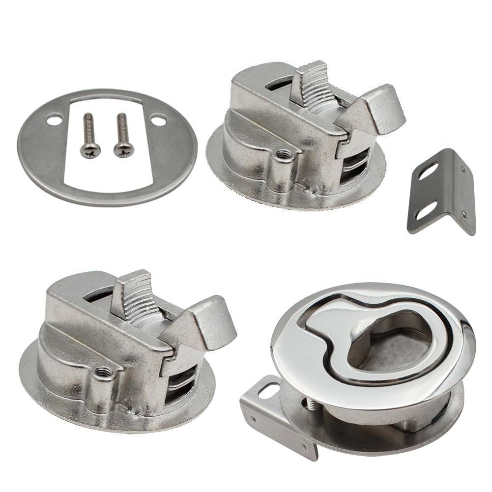 Boat Latches Marine Boat Latches Stainless Steel 2", 1Pcs Latch Hatch Round Pull Marine Boat Flush Pull Hatch Latch Suitable for Boats, Yachts, Car, Trailer