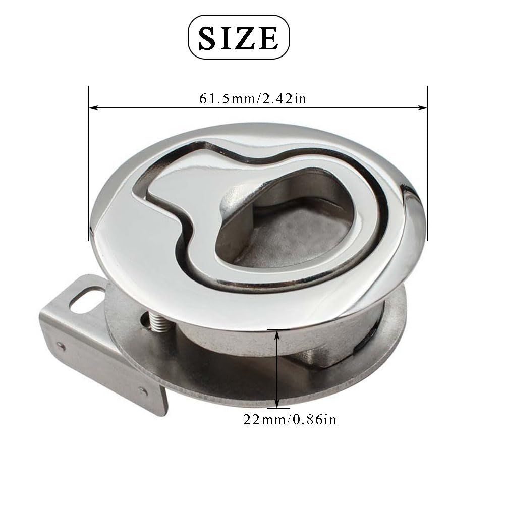 Boat Latches Marine Boat Latches Stainless Steel 2", 1Pcs Latch Hatch Round Pull Marine Boat Flush Pull Hatch Latch Suitable for Boats, Yachts, Car, Trailer