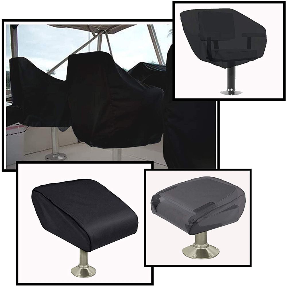 Boat Seat Cover 420D Oxford Fabric Waterproof Captains Chair Boat Seat Cover Resistant To Fading Pedestal Pontoon Chair Seat Cover（60*55*63cm black）
