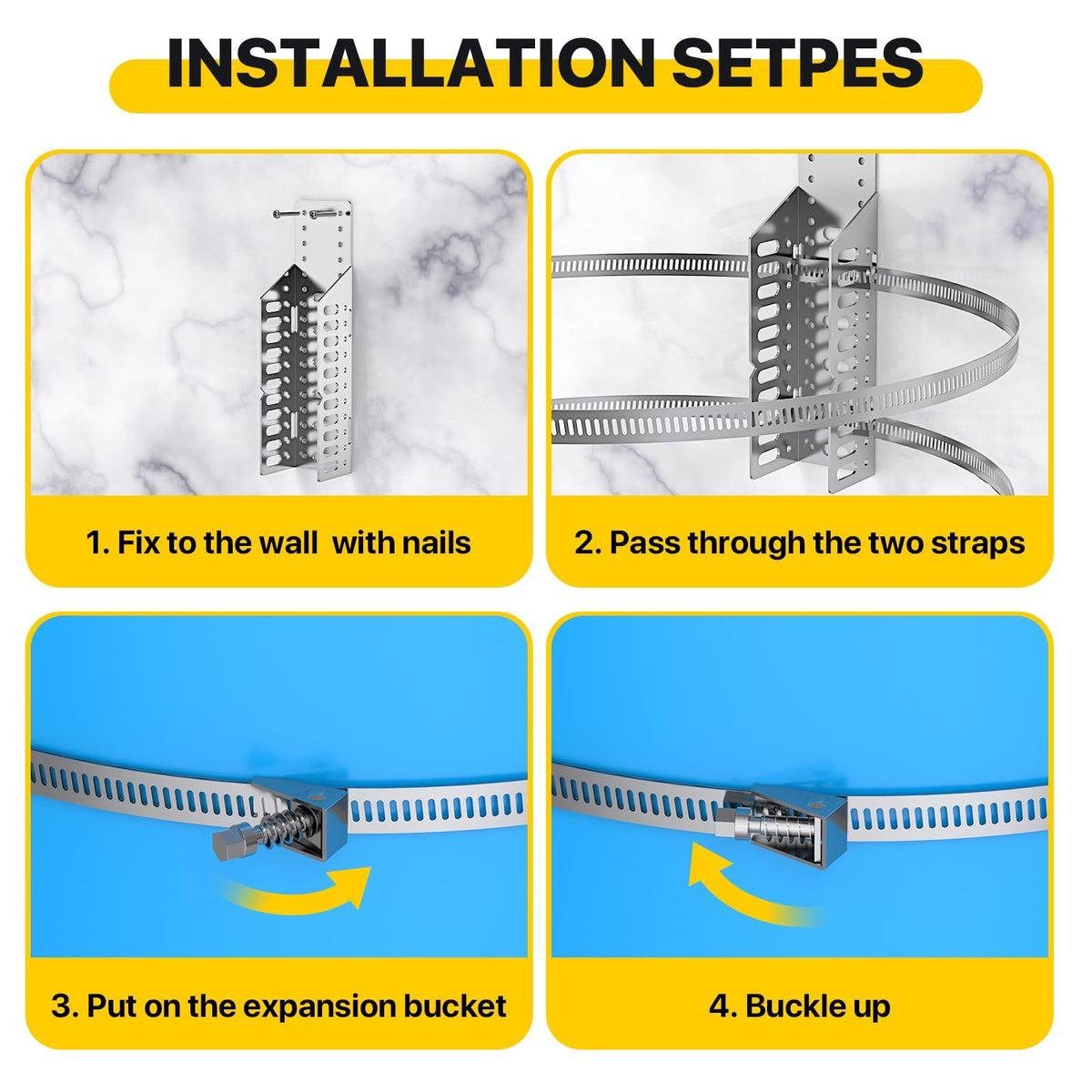 Universal Expansion Tank Water Heater Wall Mounting Bracket with stainless steel strap for adjustable water tank support