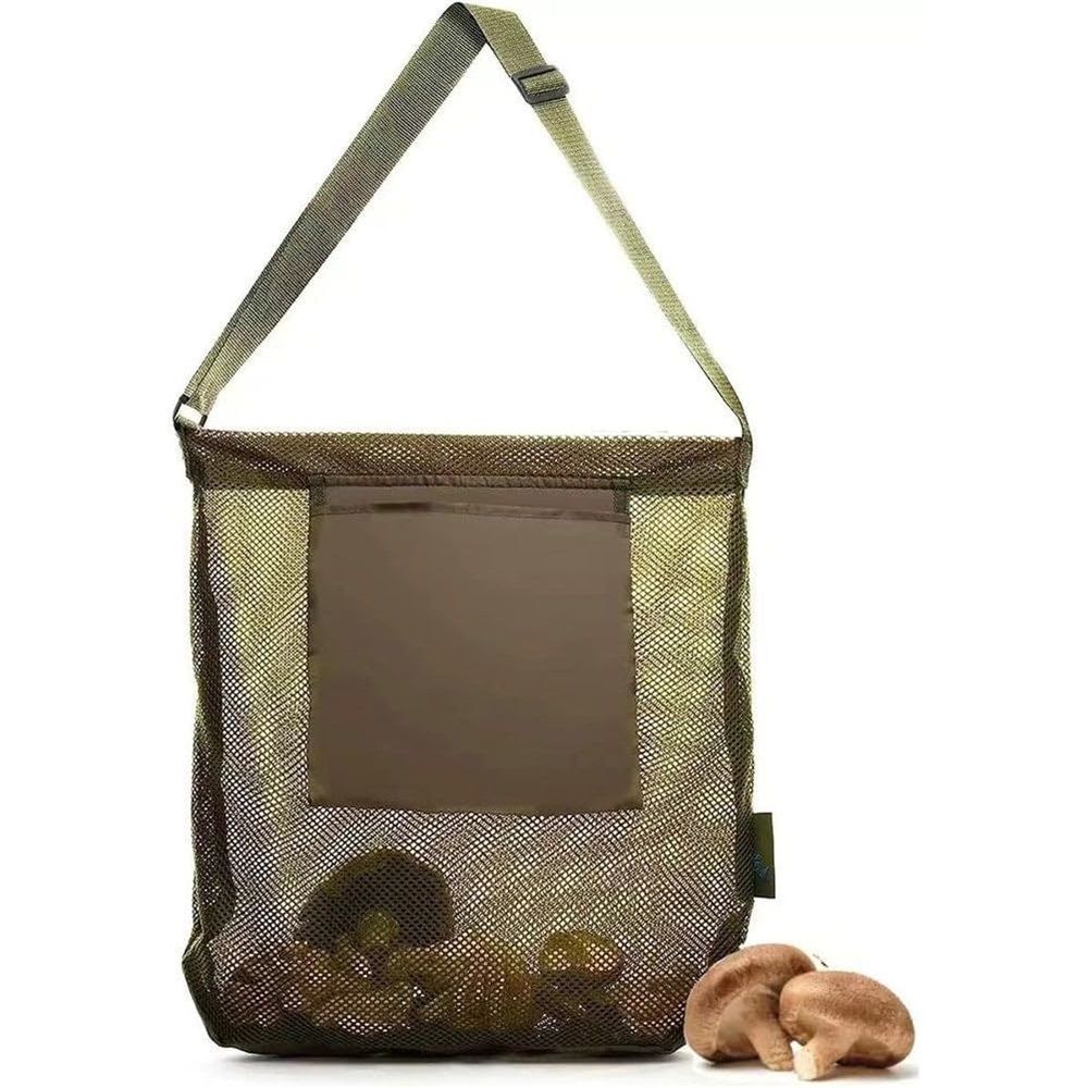 Mushroom Hunting Foraging Bag, Mesh Pouch Harvesting Bag for Garden Fruit Picking （olive drab）