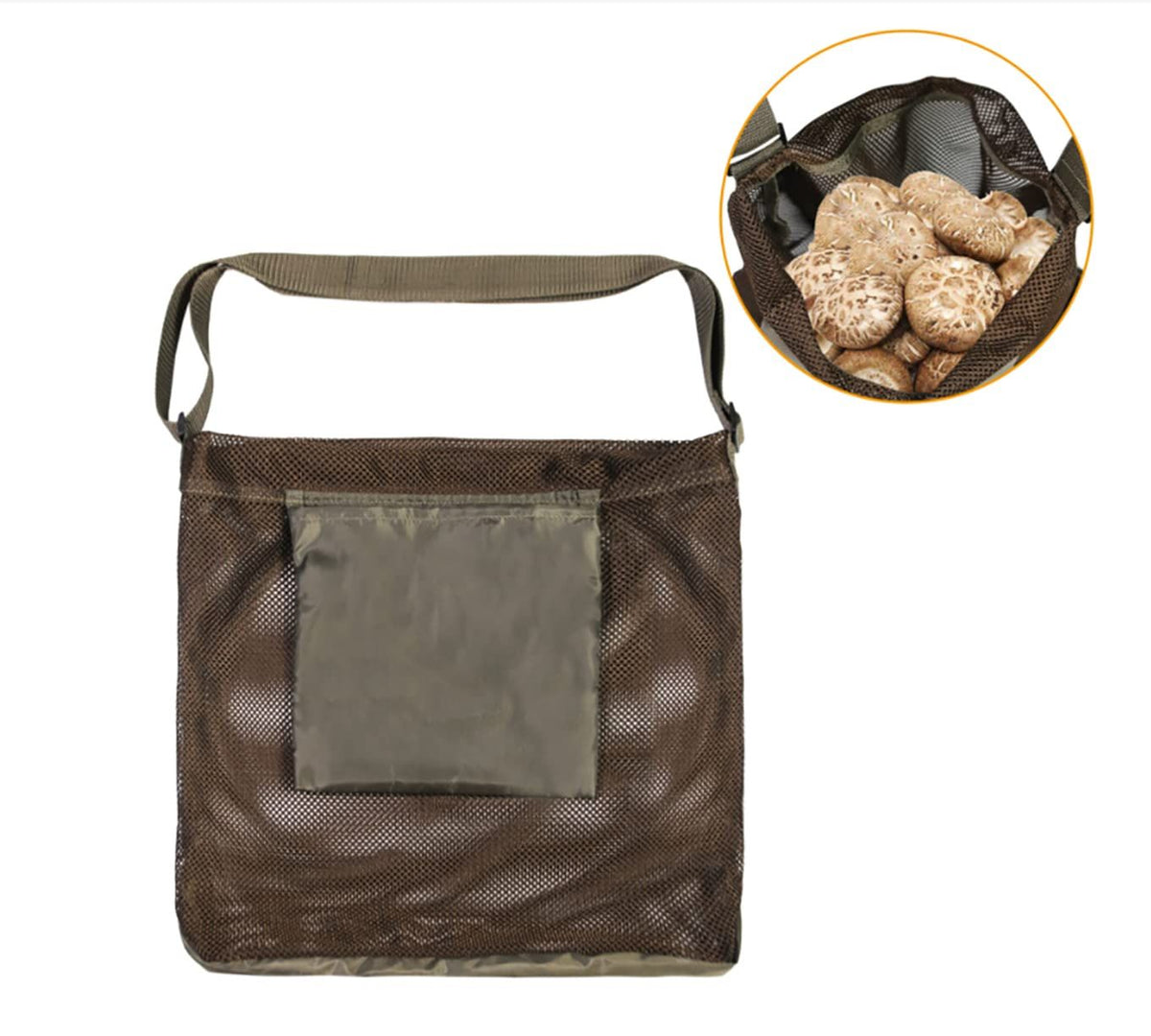 Mushroom Hunting Foraging Bag, Mesh Pouch Harvesting Bag for Garden Fruit Picking （olive drab）