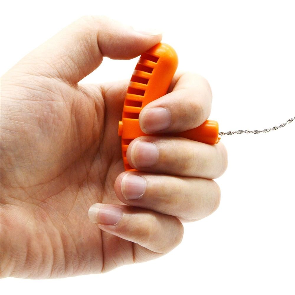 Outdoor Survival Saw Wire Steel Wire Rope with Handle Cutting Tool Cutting Steel Chain for Wood Camping Hiking Hunting (Orange 63cm), 1 PCS