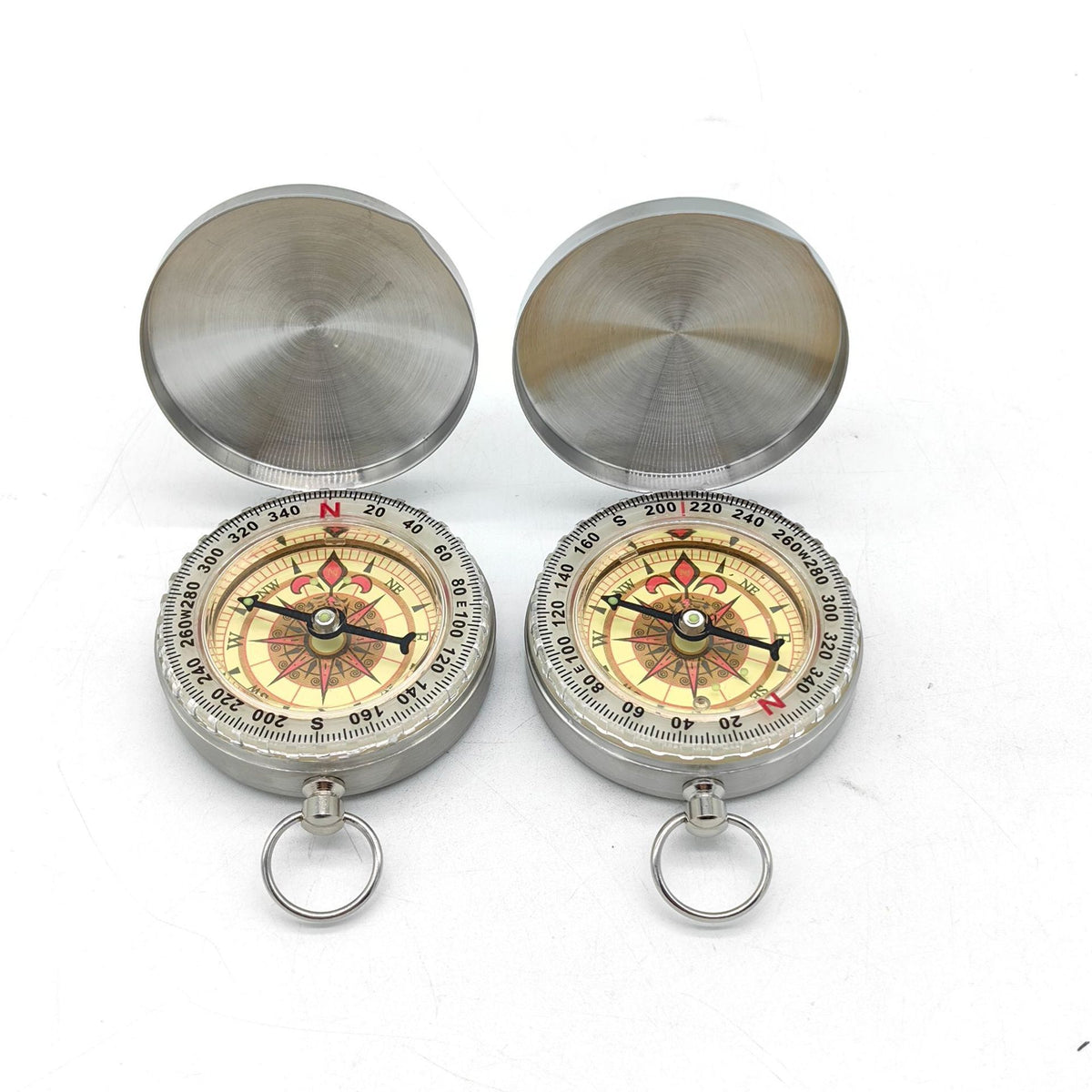 2pcs Waterproof  Compass for Hiking, Survival & Navigation – Large Dial Pocket Compass with Keychain Loop, Ideal Metal for Kids, Scouts, Hunting & Compass Gifts for Men